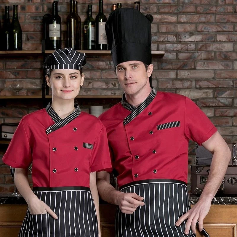 Custom logo chef work clothes cotton/polyster double breasted restaurant uniform