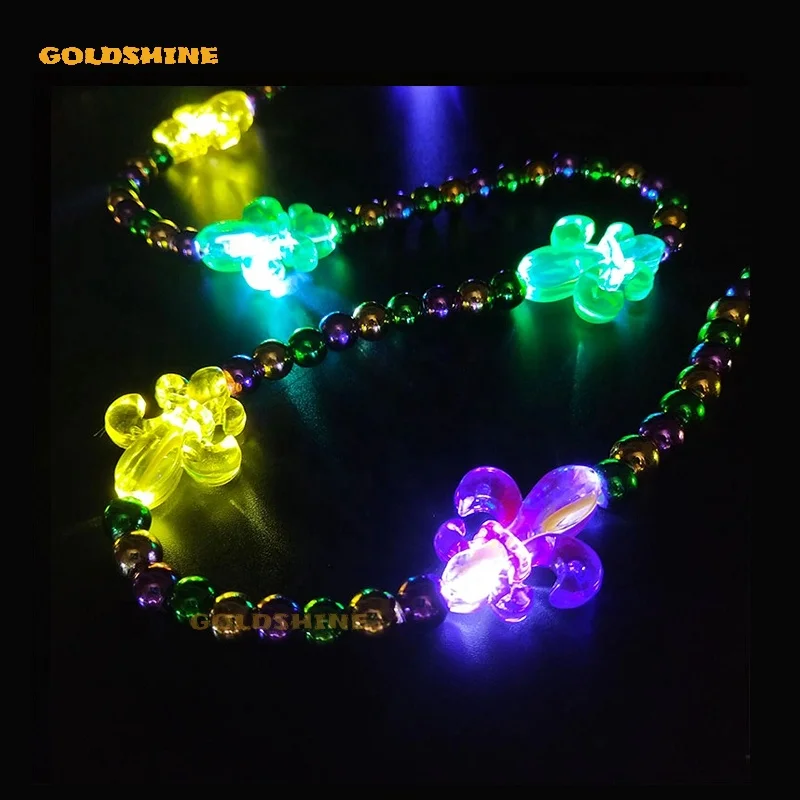 Wholesale Light Up Beads Necklace Pendant LED Lighted Bead Necklace Carnival Mardi Gras Party LED Glowing Party Bead Necklace