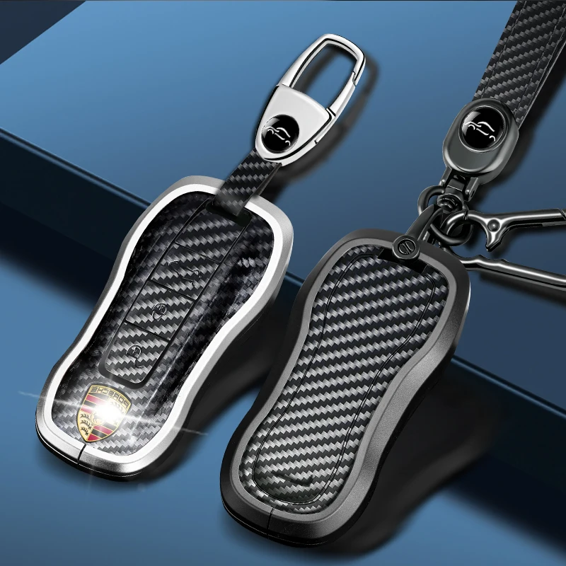Leather Car Logo Key Cover for Porsche Cayenne 958 Macan 911 Panamera 996 991 Boxster 987 997 2019 2020 Accessories