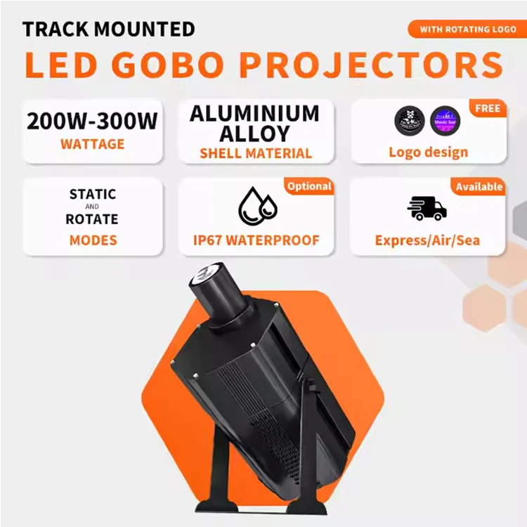 200W to 300W IP67 Waterproof LED Glass Logo Projector Lamp for Outdoor Advertising