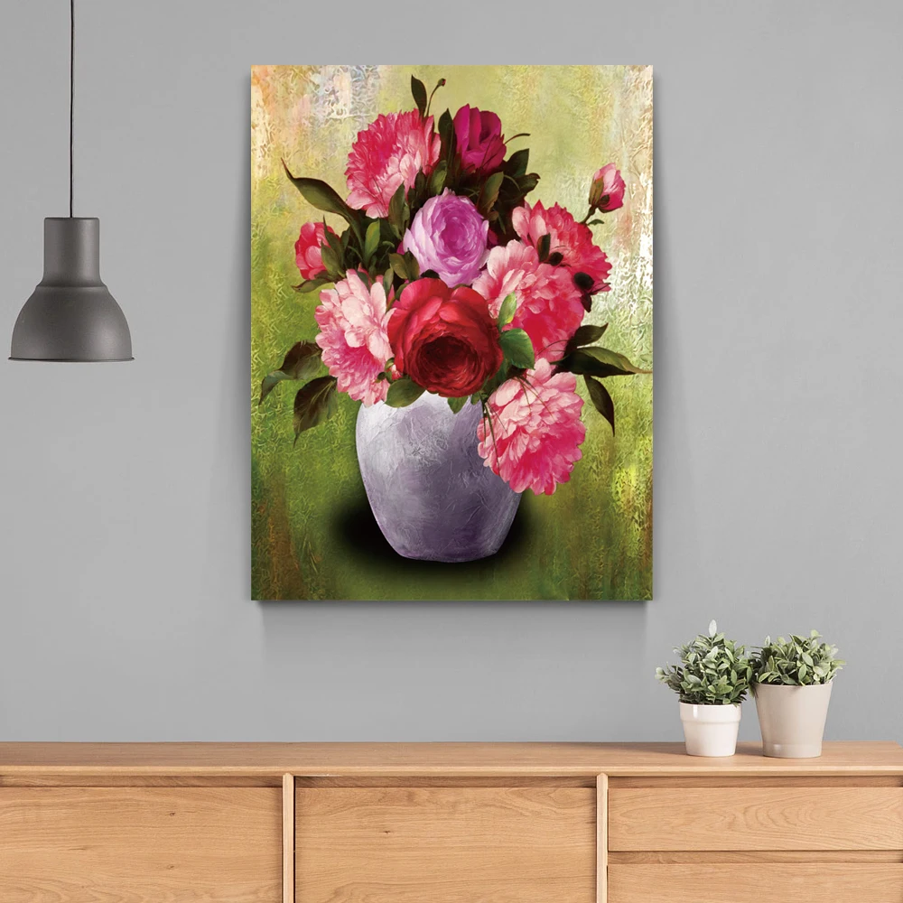 Impressional Paris Art wooden picture frame flower series  canvas oil painting For Room Decoration