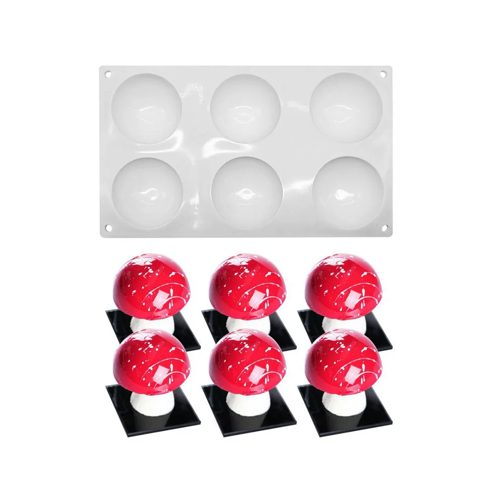 
6 hole hemispherical silicone mold dome mousse jelly cake baking mold hot chocolate bomb making mold 