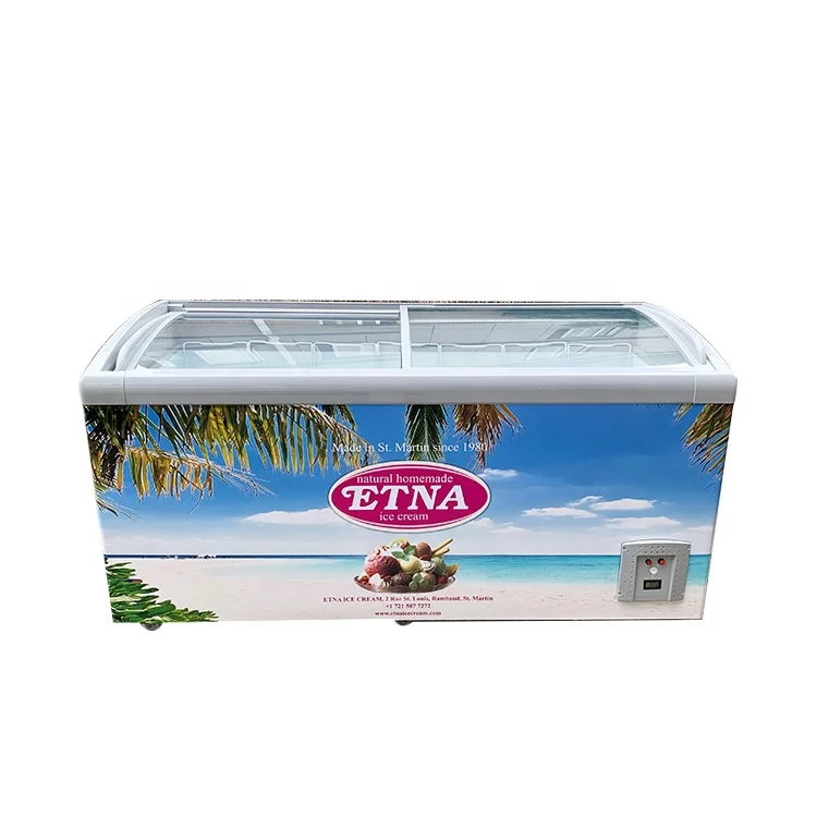 418L Curved Glass Door Ice Cream Frozen Showcase Display Freezer SD/SC-418Y