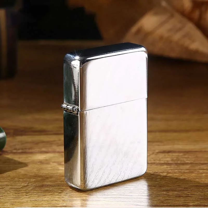 Classic kerosene lighter square head silver ice windproof lighter chrome plated color printing screen printing laser custom
