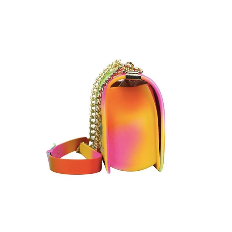 
2020 wholesale girls colorful jelly purse crossbody bag trendy lady hand bag rainbow pvc jelly candy luxury bags women handbags 