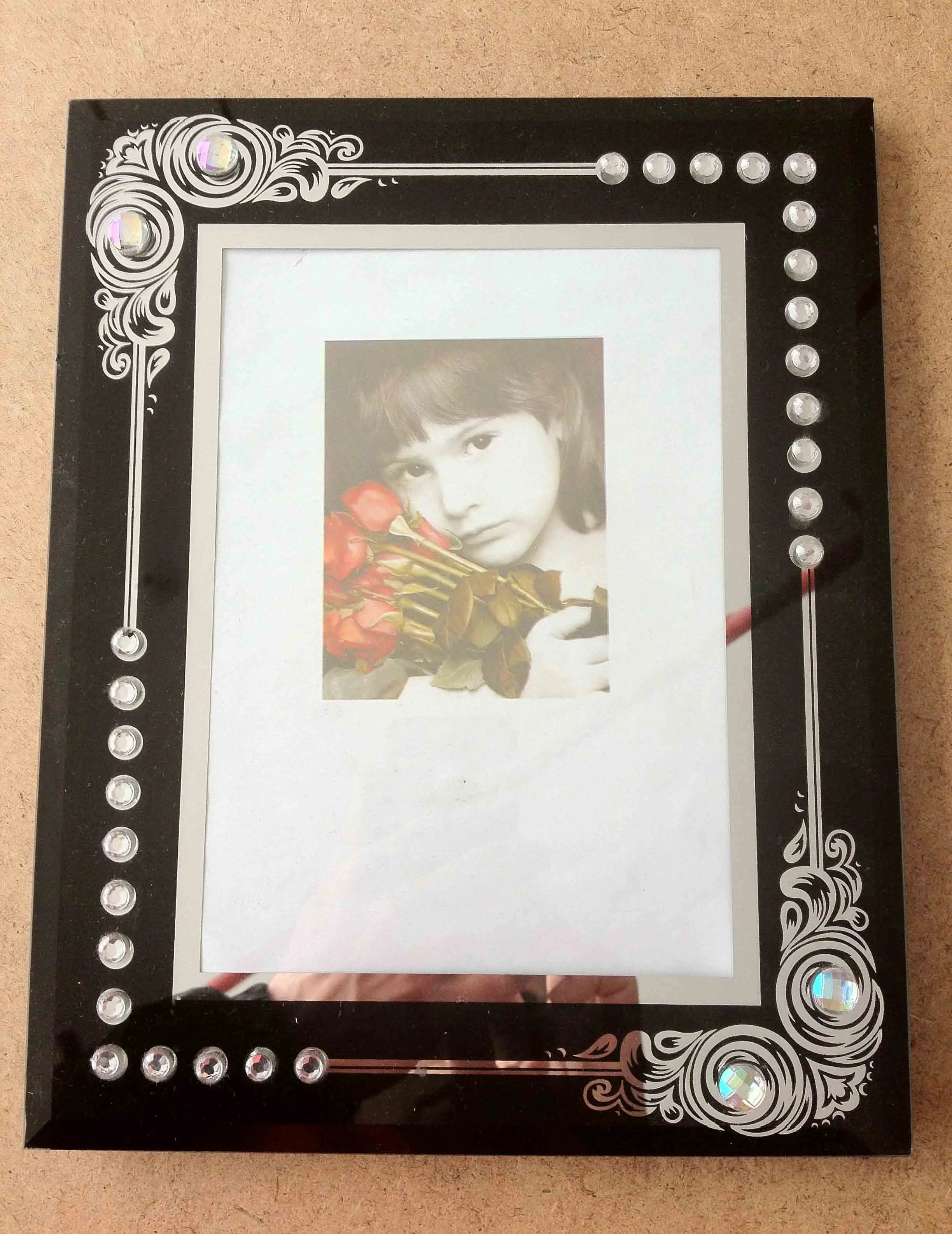 13x18 Glass Frame, blue glass photo frame, jewelry glass picture frames