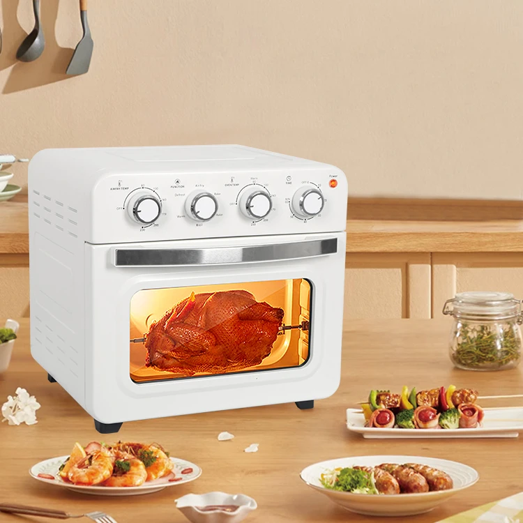 cream white air fryer oven 28L rotating pizza oven