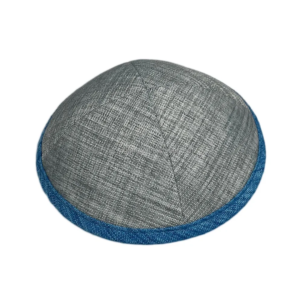 Factory Wholesale Soft Suade Kippot Jewish Yarmulke Kippah Kippot 19cm Skull Caps, linen kippot with custom embroidery logo