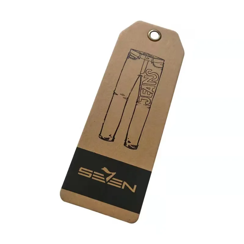 Garment Gift Wine Bottle Swing Tag Recyclable Circle Brown Craft Hangtag Custom Printed Kraft Paper Hang Tag For Jeans Bag