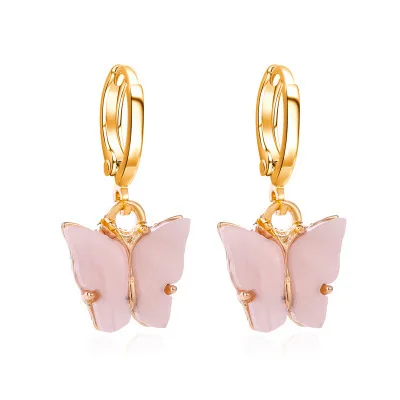 Jewelry Wholesale Gold Acrylic Butterfly Stud Earrings Butterfly Hoop Earrings Jewelry For Women