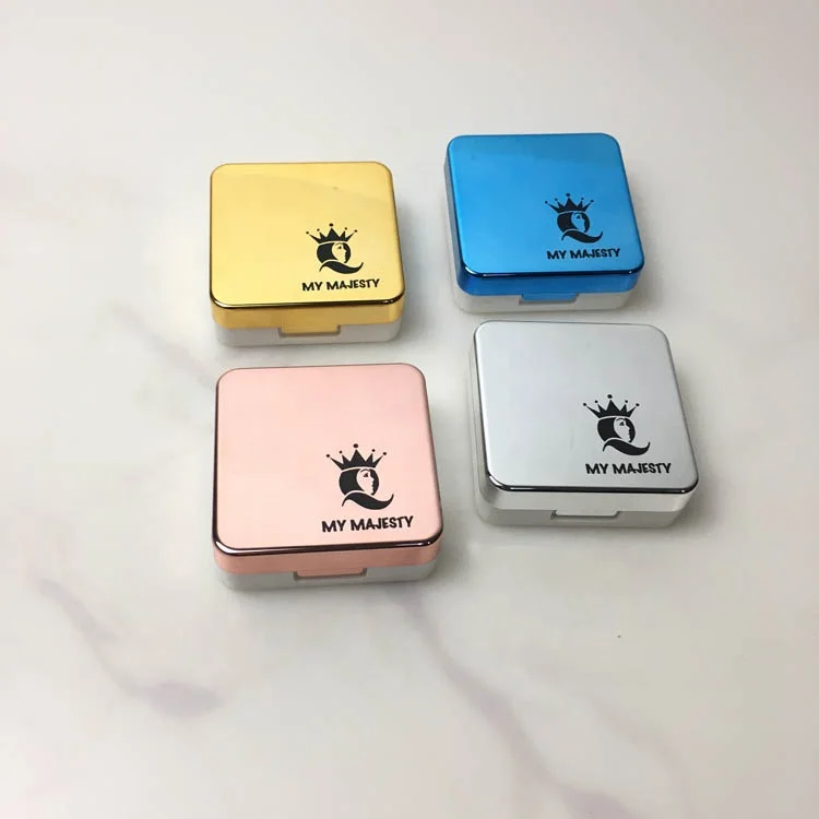 Eyekan Серебряный Футляр для контактных линз с квадратное зеркало Кайда дорожные наборы принимаются OEM логотипа печати A-8067