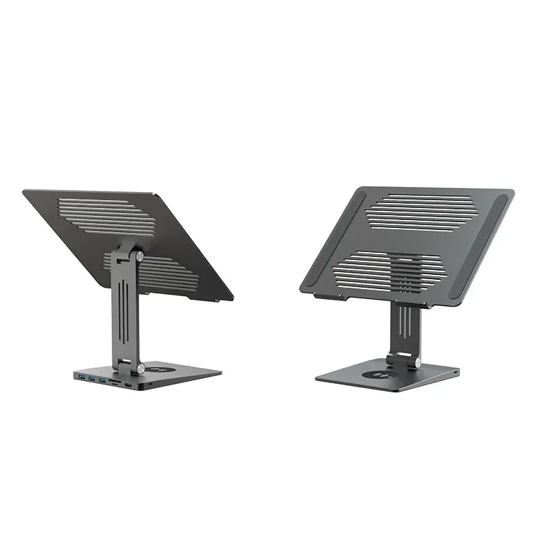 Great Roc Newest OEM aluminum laptop stand with hub for 15.6 inch office solution laptop stand desk notebook computer holder