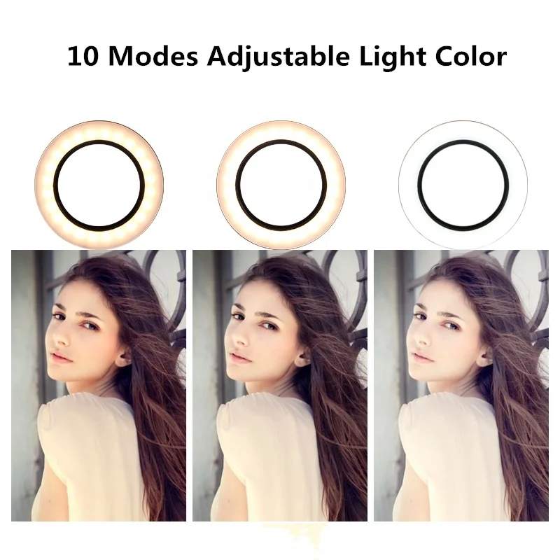 Amazon hot sale 6inch 16cm Led Ring Light With Plastic Desktop tripod For Tiktok Live Streaming