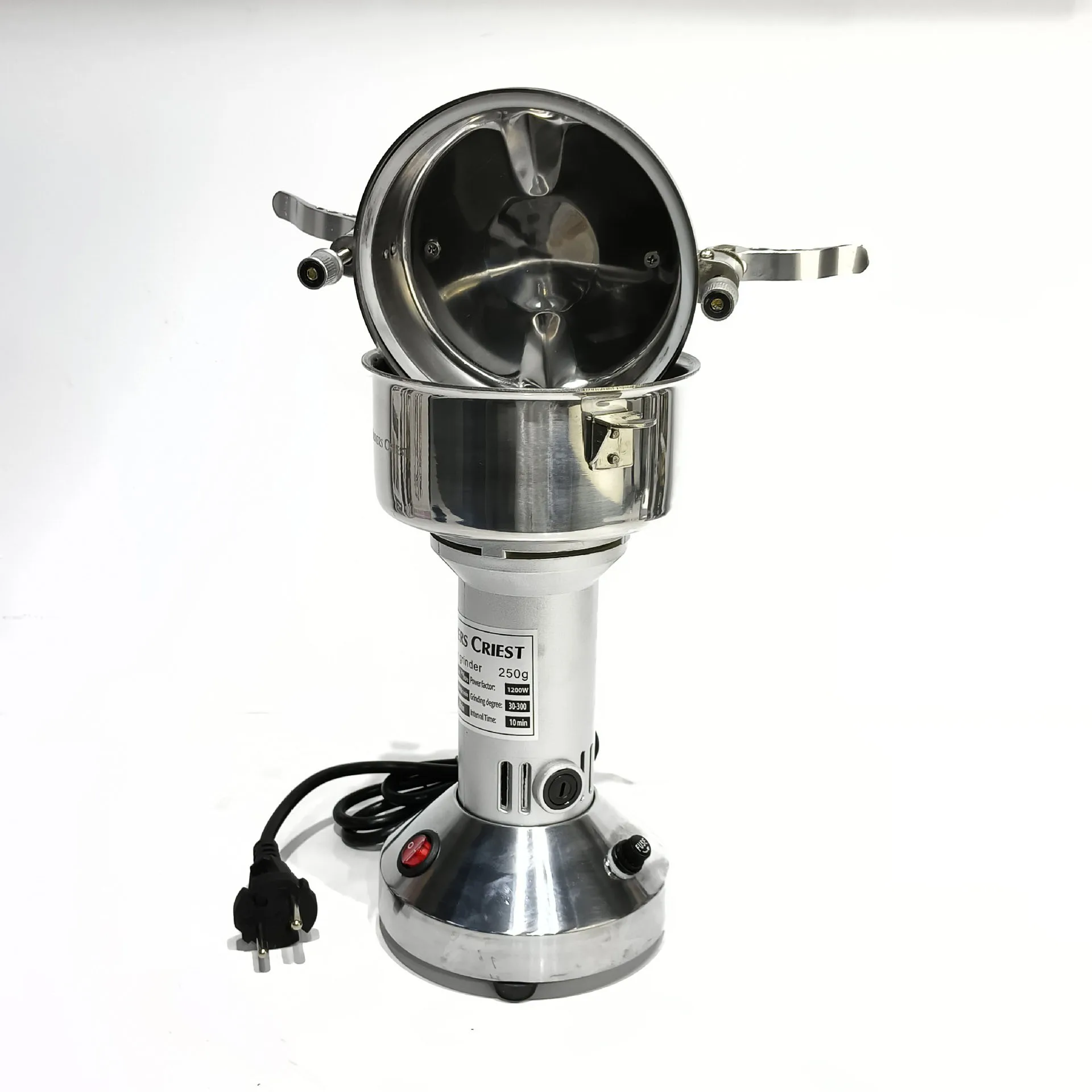 Silver Crest 250g 1200W Electric Grain Mill Grinder Commercial Spice Grinders Stainless Steel Pulverizer Powder Machine
