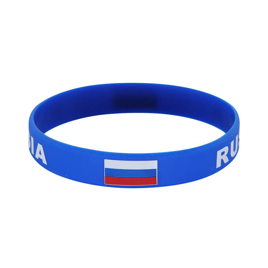 Custom Logo Many National flag Design Silicone Flag Wristband Silicone Bracelet Fitness Sports Wrist Strap Wtih Custom Design