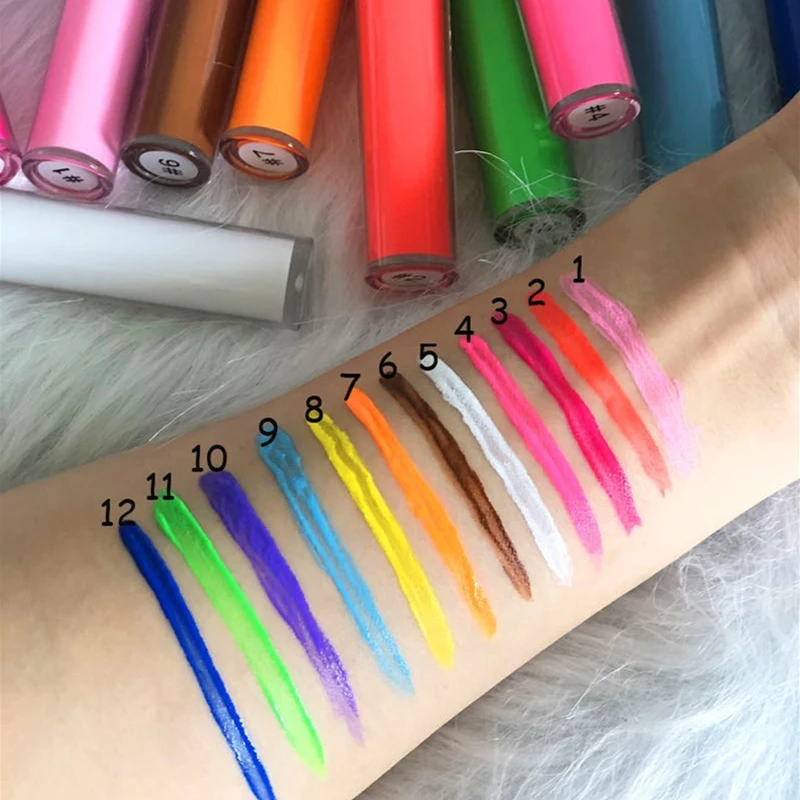 12 Colors Cruelty Free Long Lasting Waterproof Liquid Colorful Vegan Eyeliner Pencils