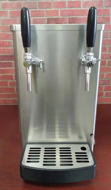 Top counter draft beer cooler with dual tap for dispenser equipment