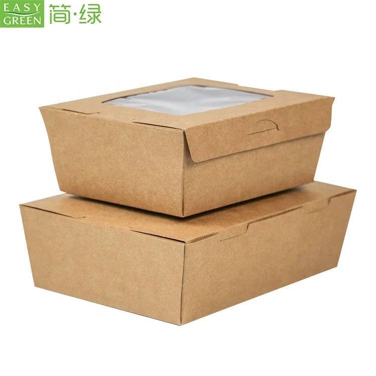 High quality free sample disposable Kraft food grade paper to go boxes restaurant