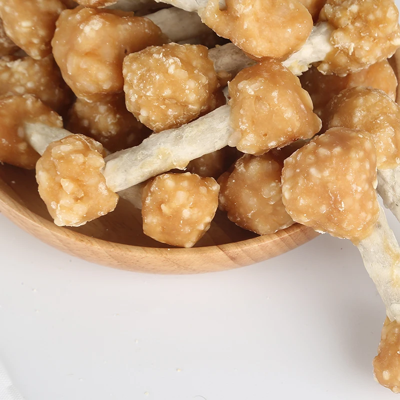 chicken dumbbell munchy stick chopped cowhide stick dog treat oem private label dog snack factory wholesale
