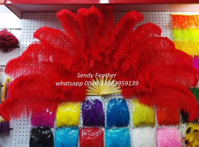 Double Layers  Luxury Ostrich Feather Fan Large Dancing Fan for Party Wedding Performance Festival Decoration