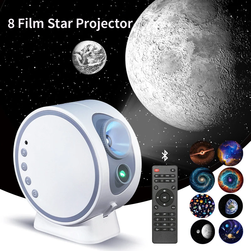 New Design LED Galaxy Star Projector with Speaker Night Light HD Image Lens Sleep Aid White Noise Music Player Starry Sky Light