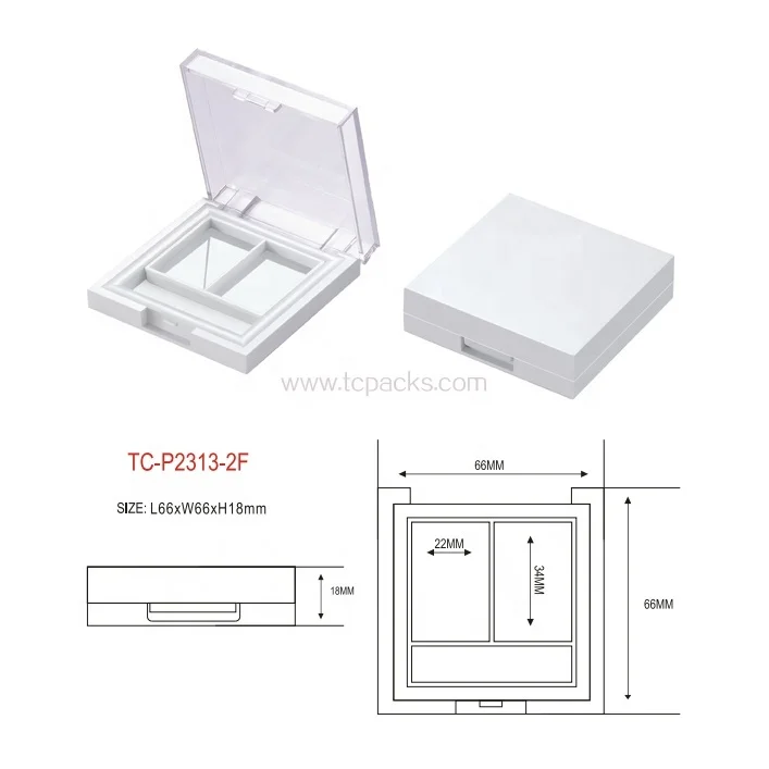 cosmetic packaging custom logo 4 color empty plastic square compact eyeshadow palette  glitter powder case