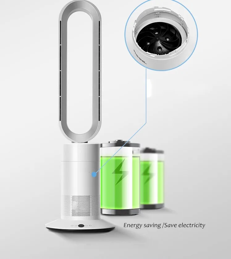 Factory supplier portable tower floor electric air cooling fan heater bladeless fan 1950 Watt remote control