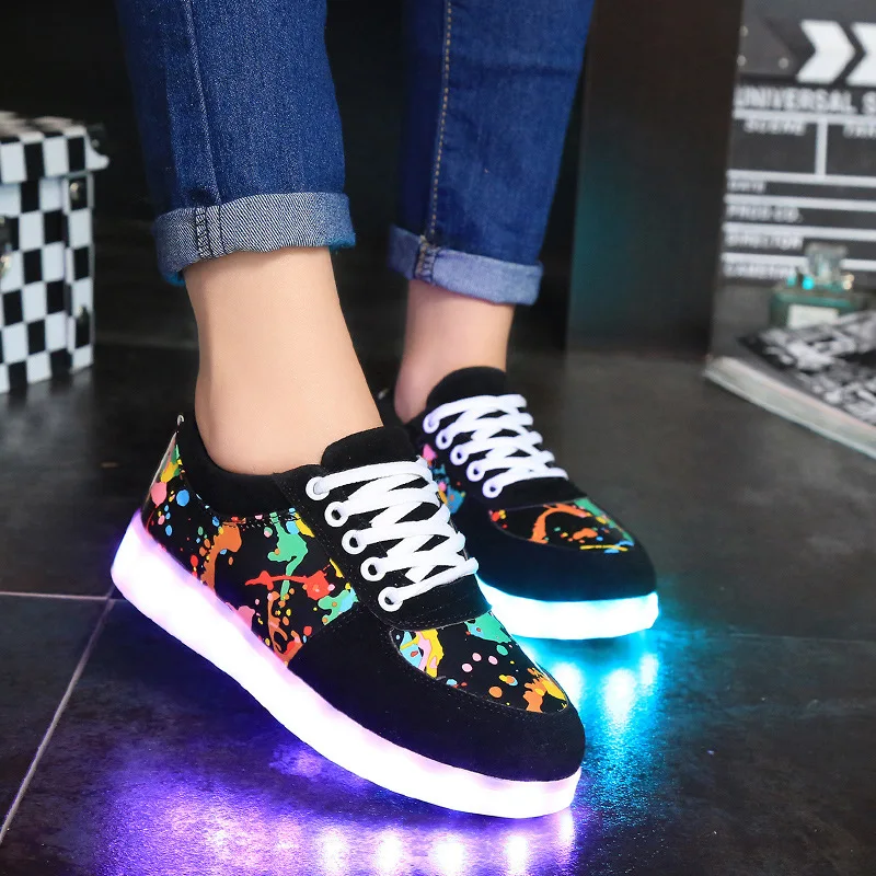 Colorful Light For Lovers Led Shoes Running Charging Men And Women Board