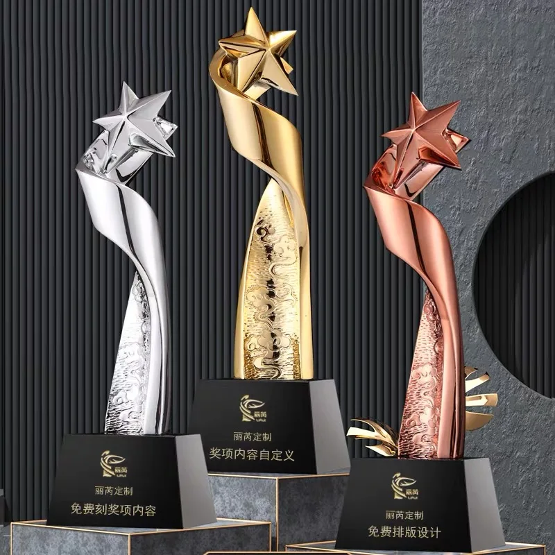 28cm height gold silver bronze resin star Crystal Plaque crystal trophy award MH-NJ0342