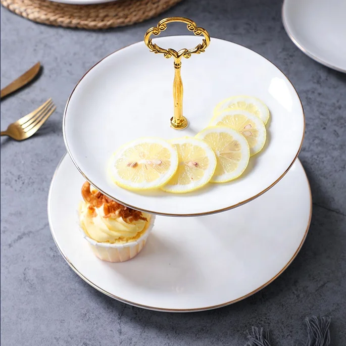 Фабрика лидер продаж 3-уровневое квадратное керамическое блюдо для десерта с металлической подставкой прямоугольный поднос домашней вечеринки отеля ресторана