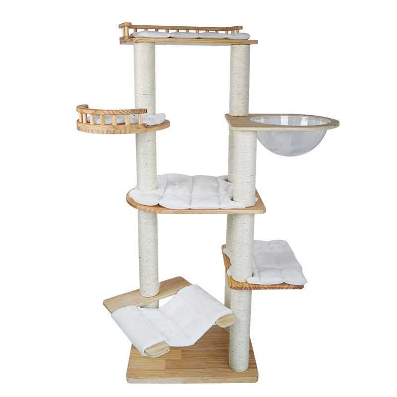 Relaxlines 4 Layer Cat Tree Sisal Castle Large Climbing Scratch Pet Scratcher Wood Condo Furniture Tower Cat Tree