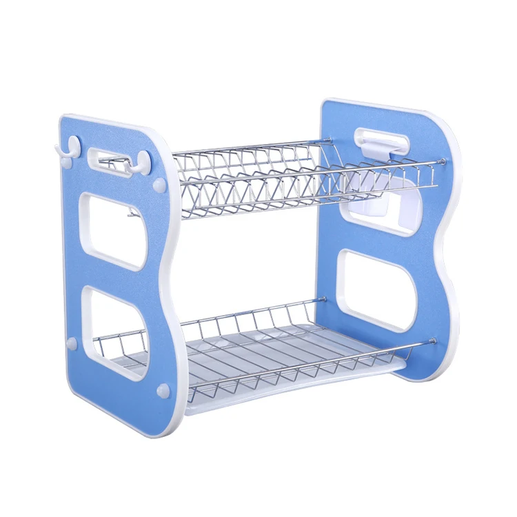 
Metal Pipe Double Layer Drainer Drying Dish Rack Kitchen Storage Supplies Detachable Kitchen Plate Rack 