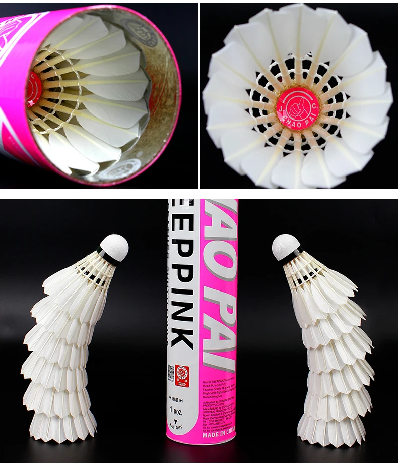 CHAOPAI Badminton Shuttlecock deep pink 3B goose feather +2layers head