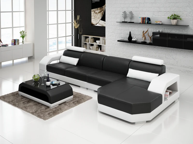 Прямая продажа с завода оптовая L-образный кожаный диван для