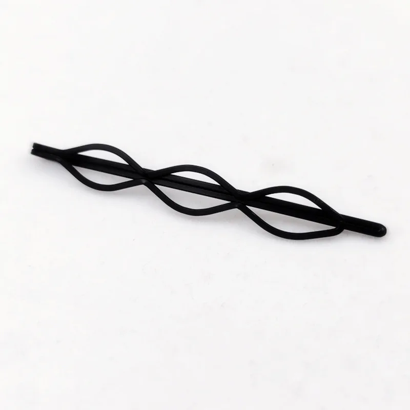 6 Styles Simple Solid Color Non-slip Black Geometric Line Metal One-line Hairpin for Women Girls Hair Accessories