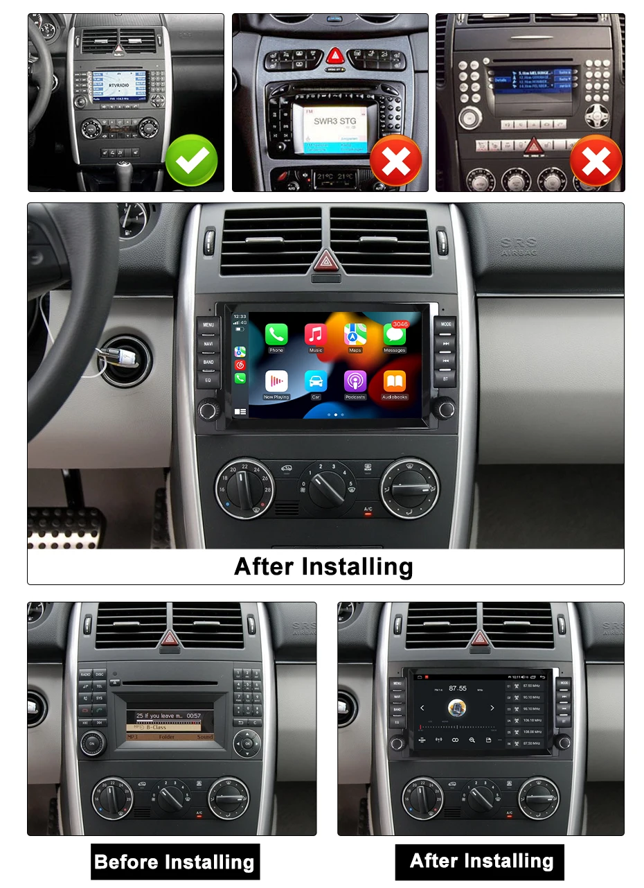 MEKEDE Android 11 DSP четырехъядерная автомобильная аудиосистема для Benz B200 A clase B W169 W245 Viano Viro W639 Sprinter W906 wifi gps радио