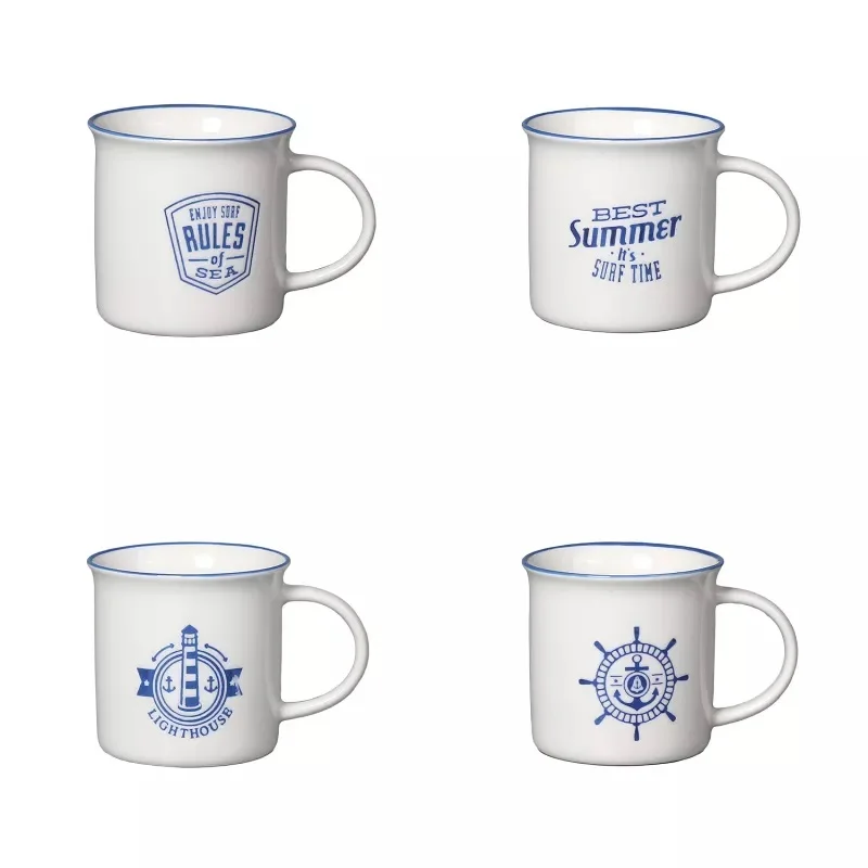 170ml Small sized silk printing cheap 6oz ceramic coffee mug wholesale cappuccino cup retro enamel water mug