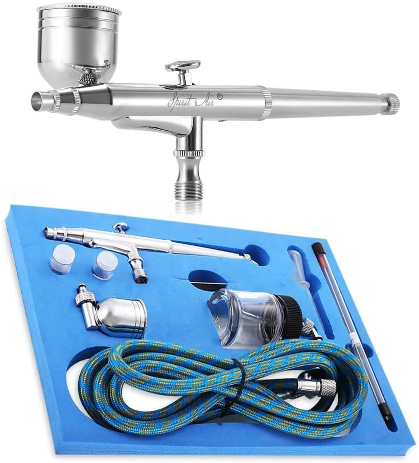 Gravity Feed Airbrush Kit, 134K 0.2mm / 0.3mm / 0.5mm Dual Action Airbrush Paint Spray Gun Set for Cake Decoration, Makeup