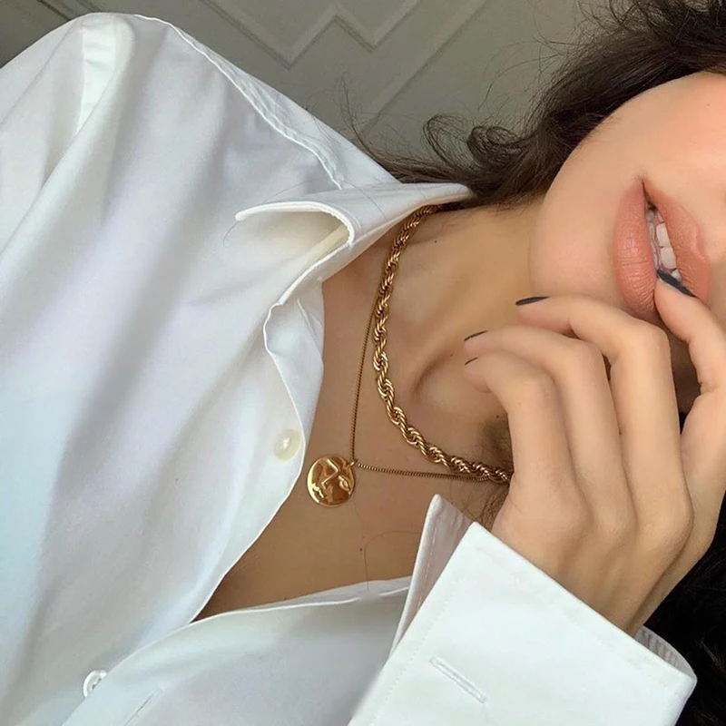 European American fashion retro gold plated twist necklace female short choker clavicle necklace stacking chain necklace