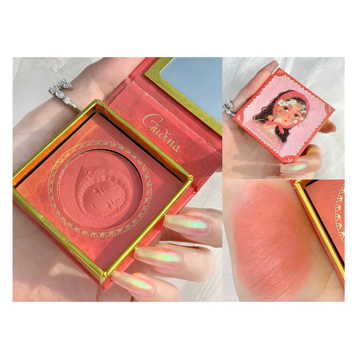 Young Girl Customized Uniform Makeup  Vintage Blush High Pigment 6 Colors Blush Palette Vegan Cream Blush Cosmetics Makeup
