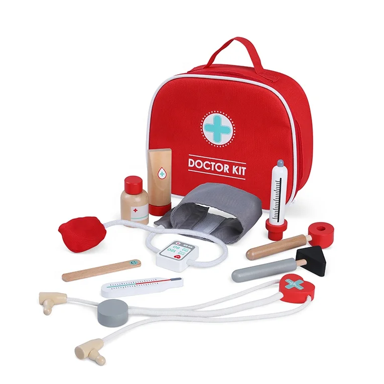 Montessori Toys Educational Pretend Play Medical Kit Toys Wooden Doctor Toys Set for Toddlers