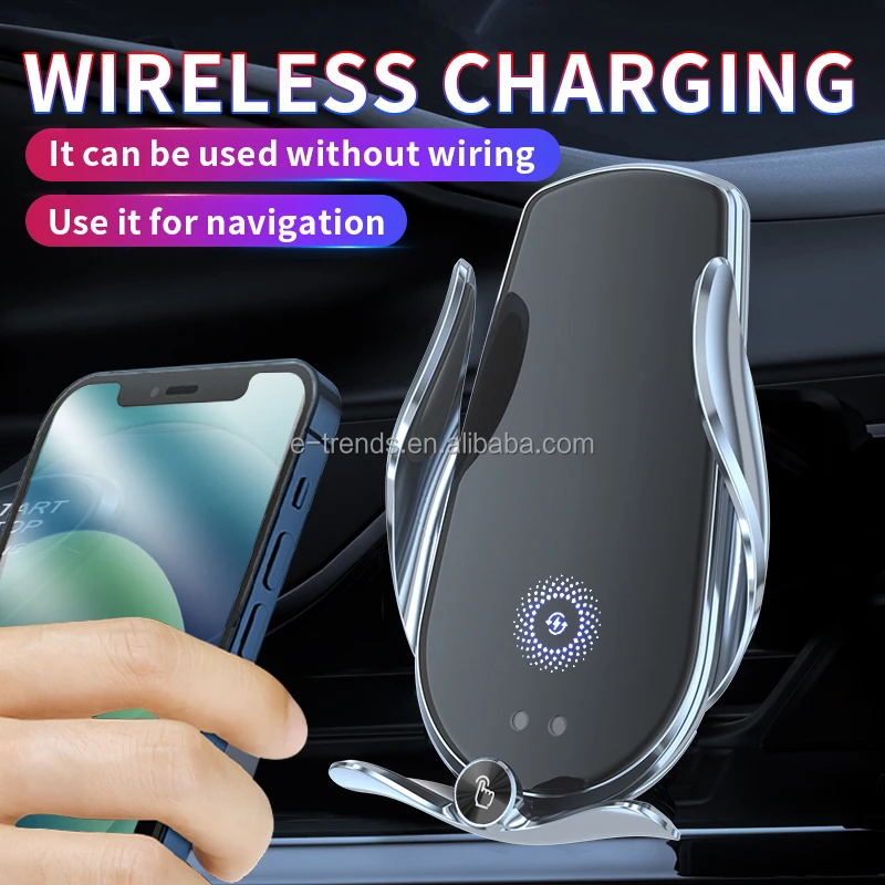 New Design 360 Degree Rotation Magnetic Car Wireless Charger Qi Smart Sensor Car Wireless Charger Phone Holder Auto Clamp