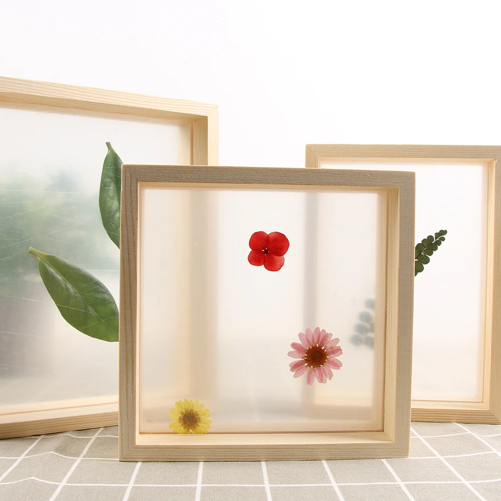 Natural Wood Color 5x7 2x3 High Quality Acrylic Modern Plant Floating Picture Frames For Tabletop Decor