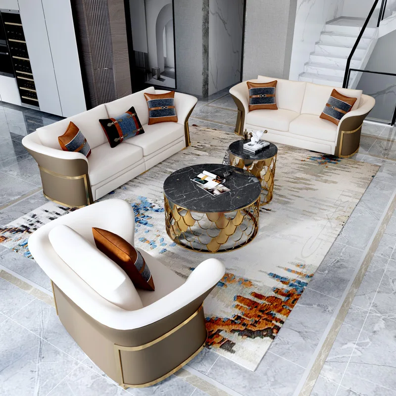 Modern Solid Wood Frame Leather Tufted Sectional Couch Italian Luxury Living Room Sofa Set Designs Furniture For Home Club Hotel