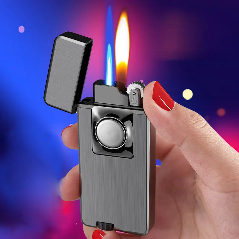 Двухсторонняя металлическая струйная Зажигалка для сигар зажигалка с пламенным переключателем креативная мужчин
