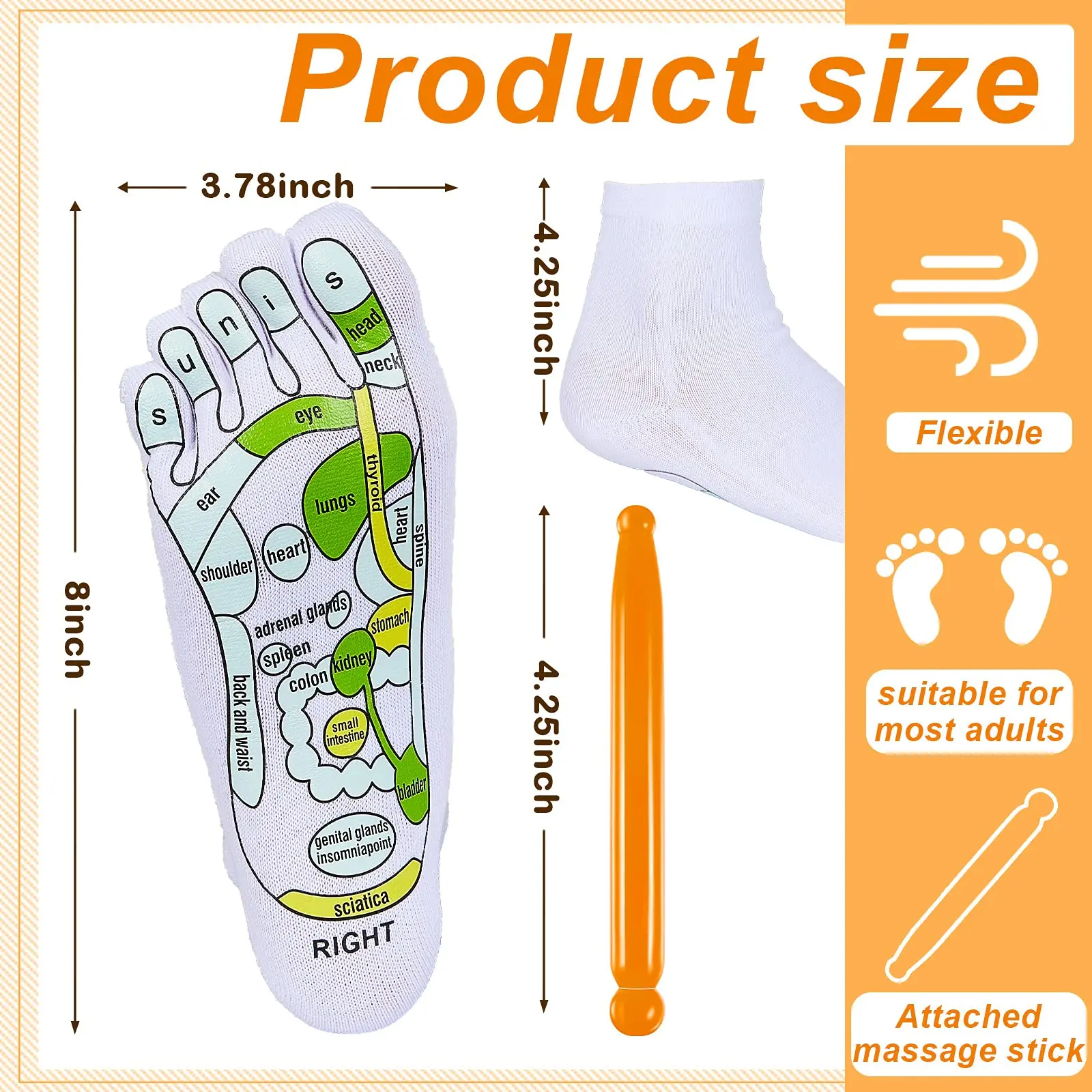 HEHE Low MOQ Wholesale Acupuncture Point socks reflexology socks acupressure reflexology socks men