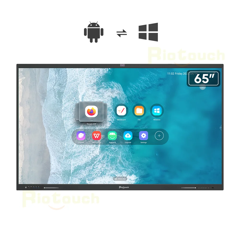 Riotouch android Dual system Flat panel 65 inch Finger touch Interactive smart whiteboard for school teaching