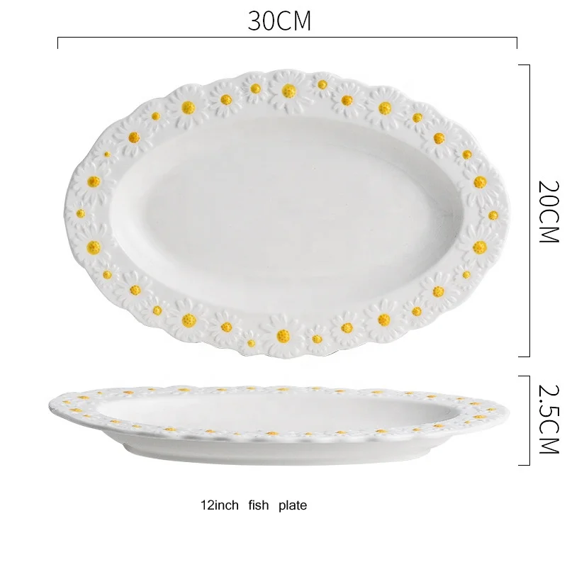 Flower pattern high quality dinnerware plates ceramic japanese style