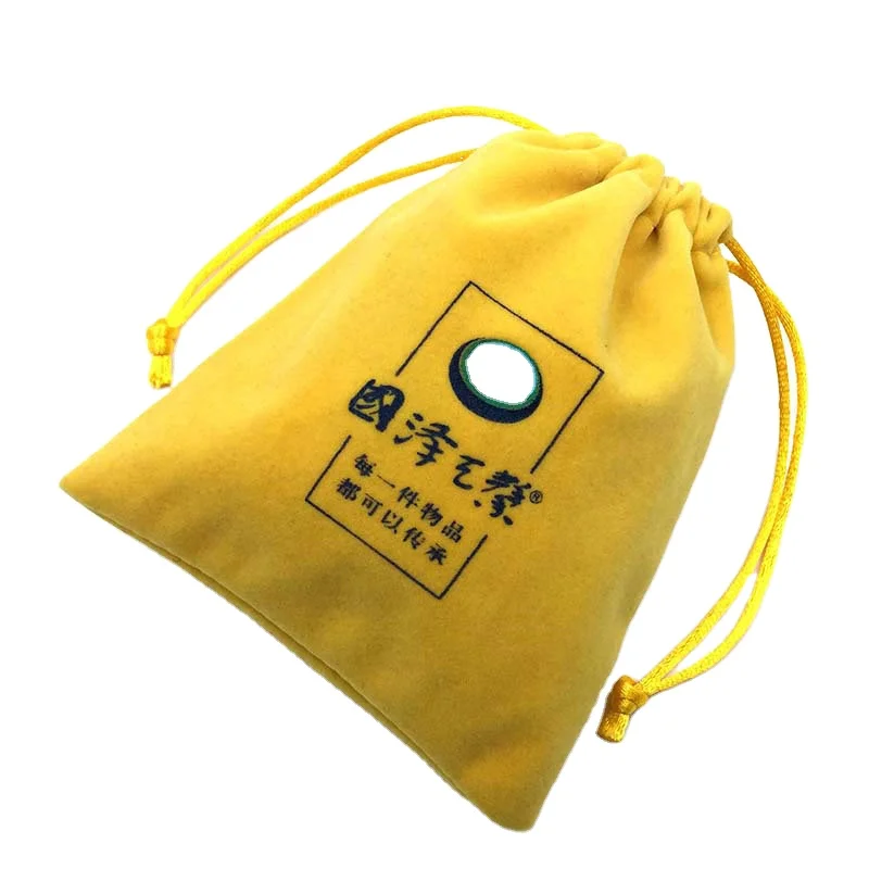 Chinese star product High Quality Luxury New Design velvet drawstring pouch with ribbon