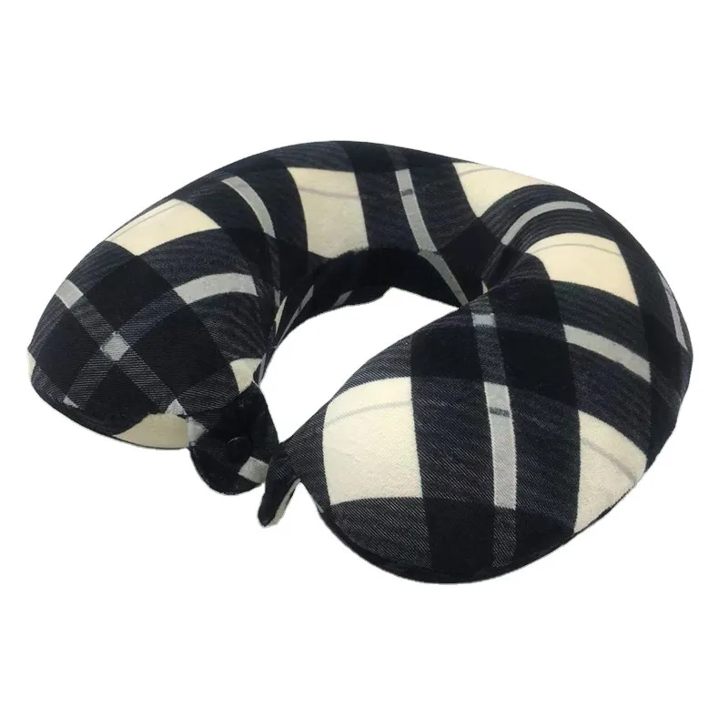 Hot U-Shape Cotton Cervical  Flight Airplane Car Travel Wrap Pillow with Custom Logo Print Super Soft Neck Support Memory Foam